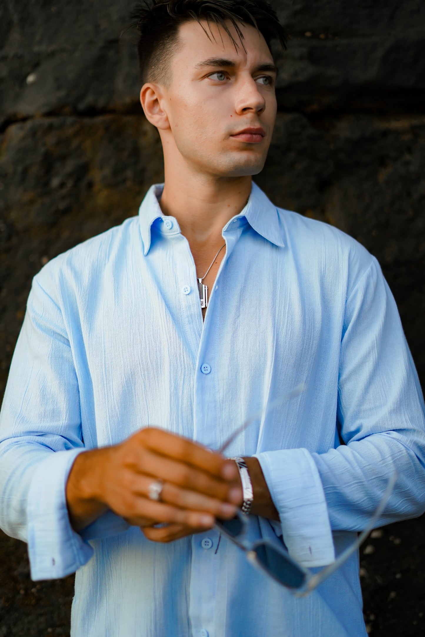Luca Linen Crinkle Long Sleeve Shirt