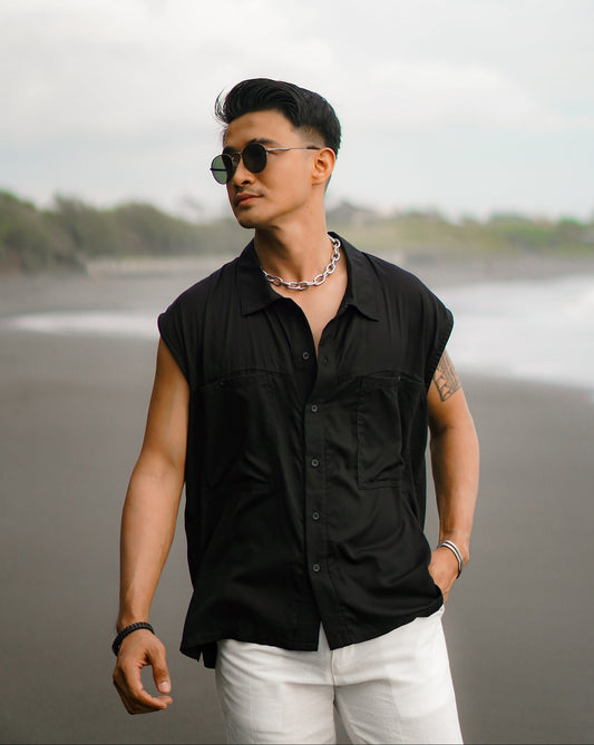 Kemeja Tanpa Lengan Jhony - Putih