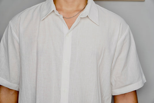 Juna Linen Crinkle Cotton Oversized Premium Shirt - Off White, Black, Cream, Light Blue