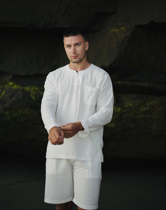 Azzaro White Linen Crinkle