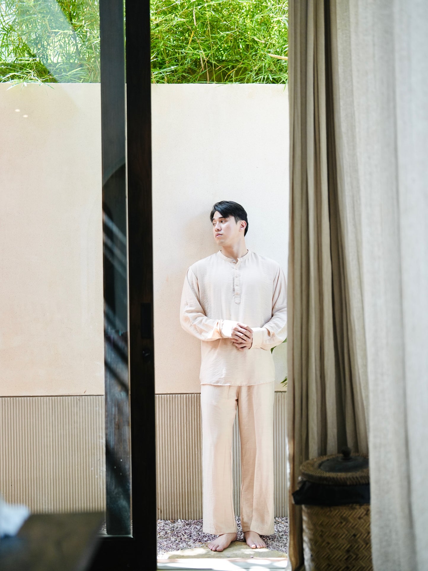 Polo Linen Mandarin Long Sleeve Shirt