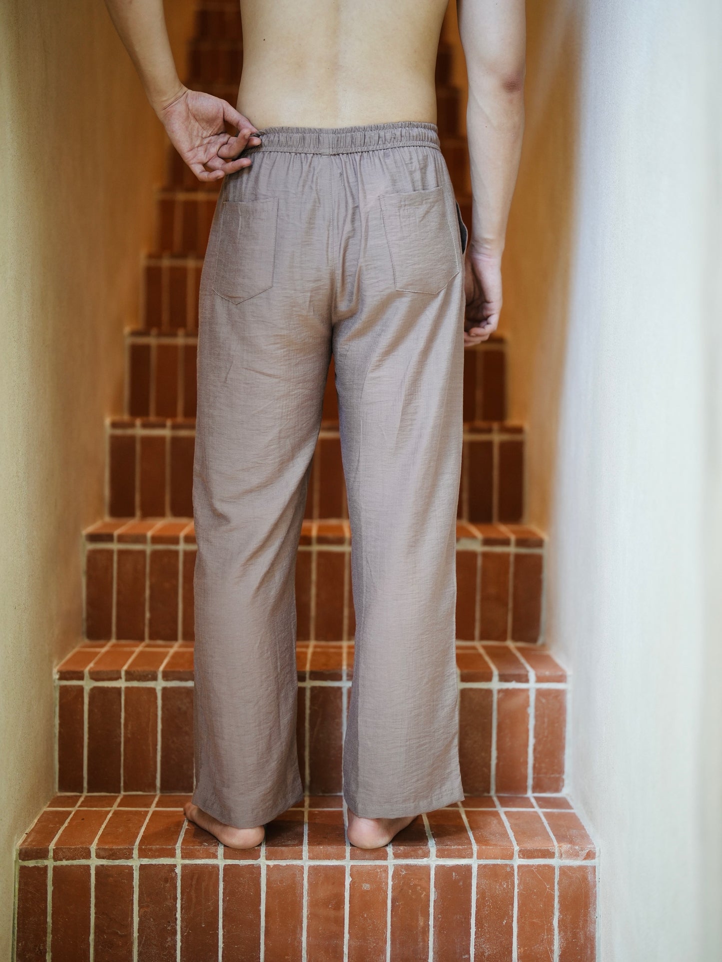 Polo Linen Relax Pants - Broken White,Solid Black, Cream, Gray, Bronze