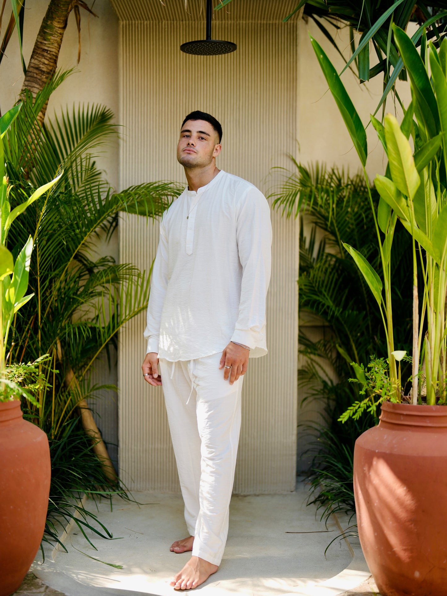 Polo Linen Mandarin Long Sleeve Shirt