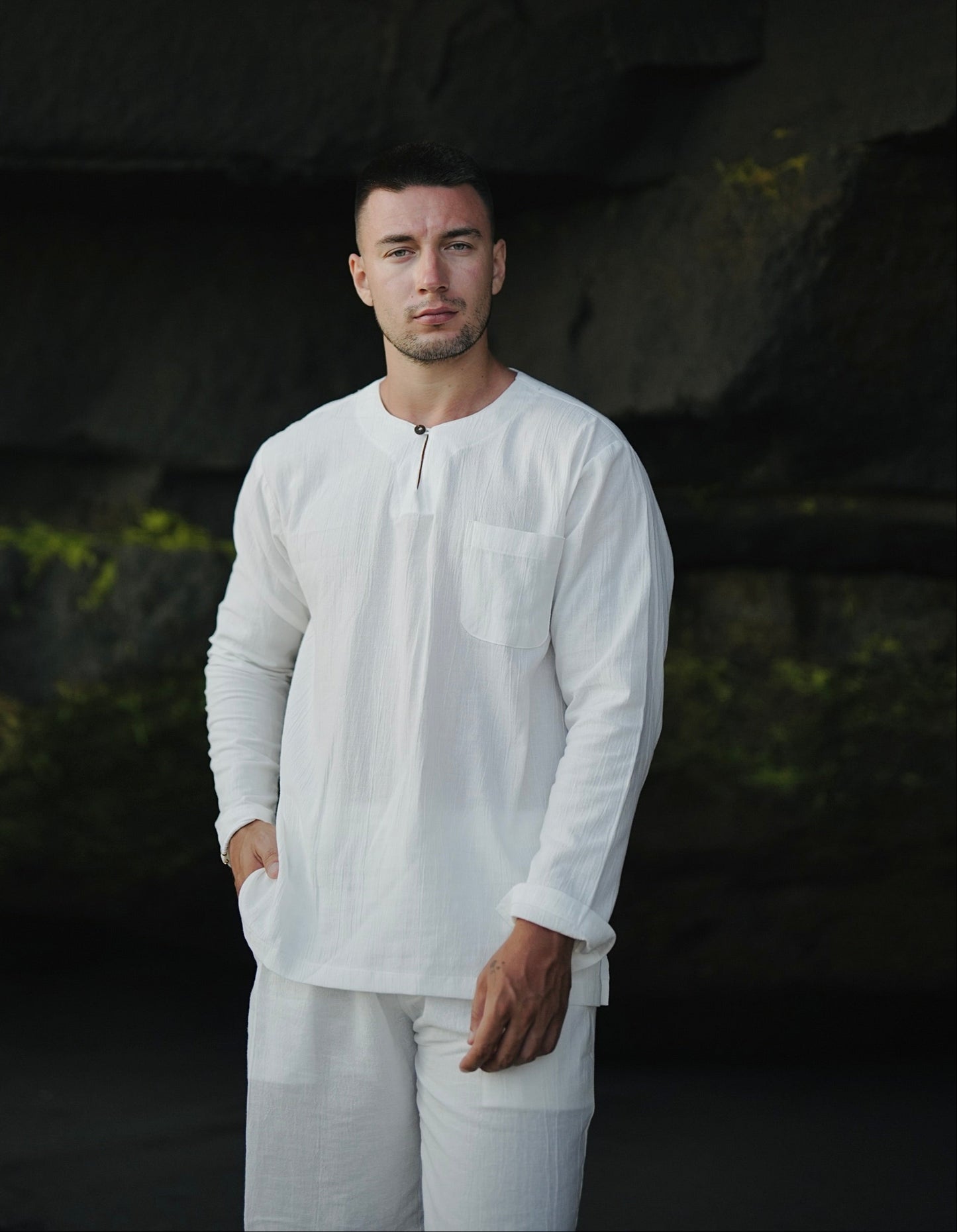 Azzaro White Linen Crinkle