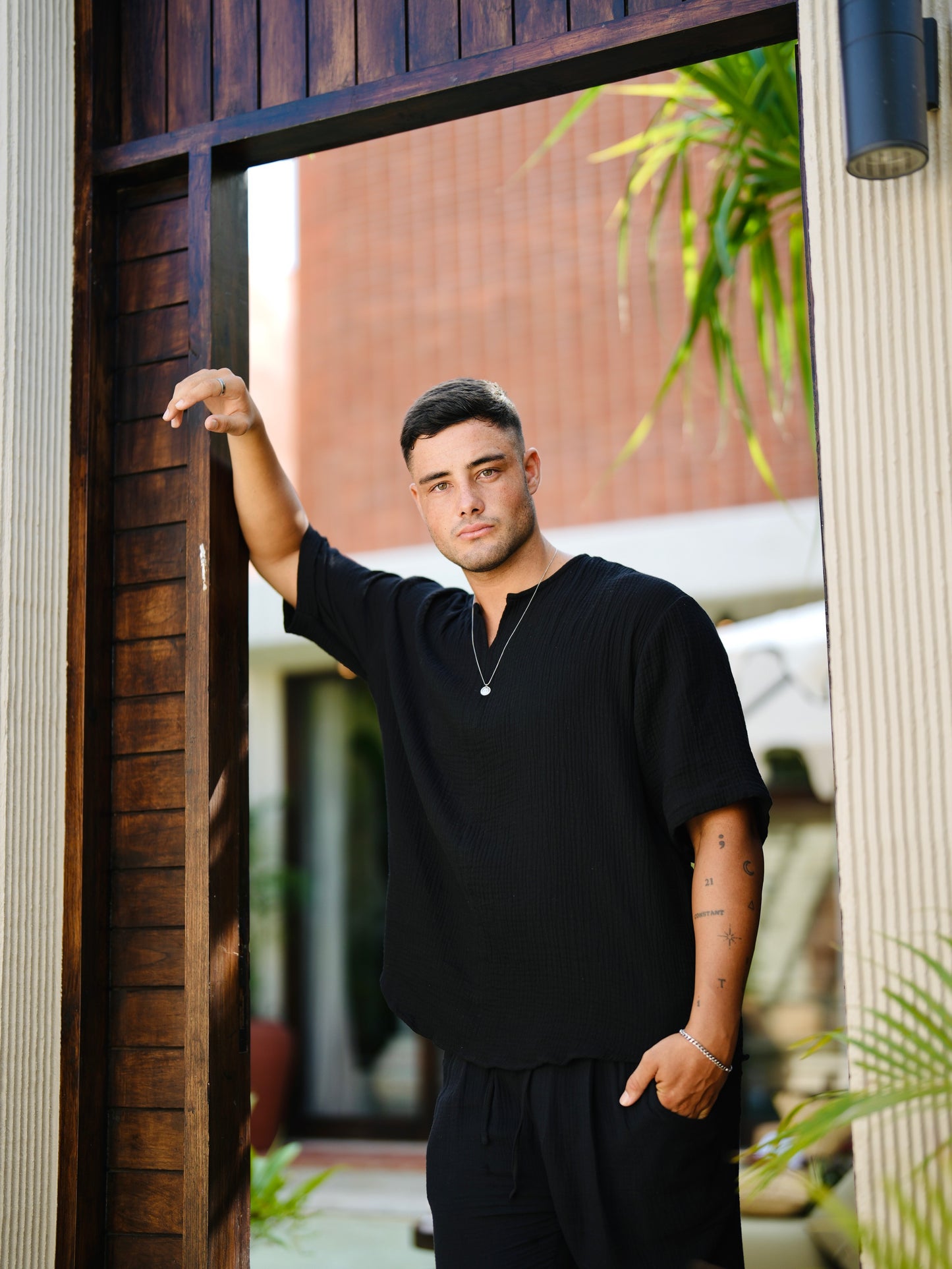 Rosaldo Cotton Viking Shirt - Black and White