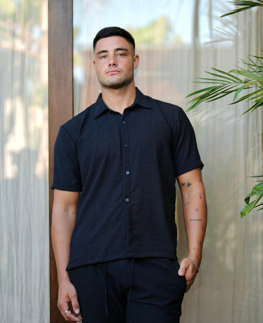 Dobby Cotton Premium Shirt - 3 Varian Colors (White, Black, Cream Pallete)