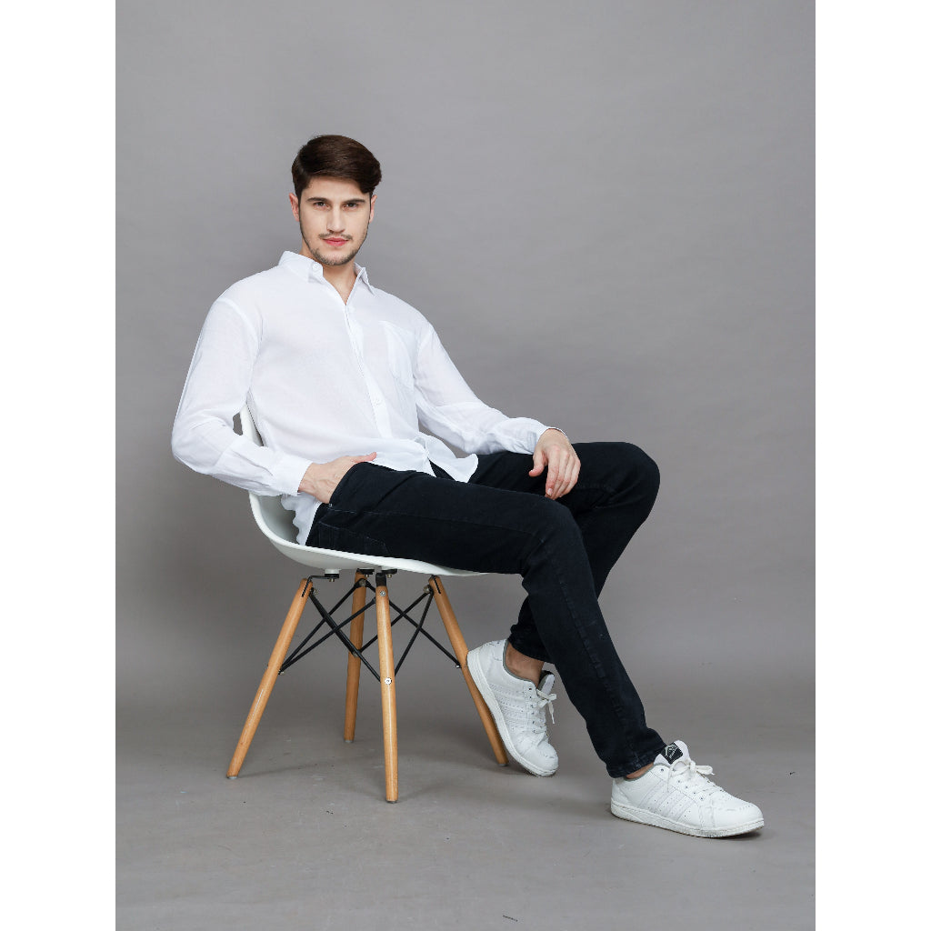 BEACHWELL Baju Kemeja Putih Pria Linen Rayon Polos Lengan Panjang - Linen Azka Series All Varian