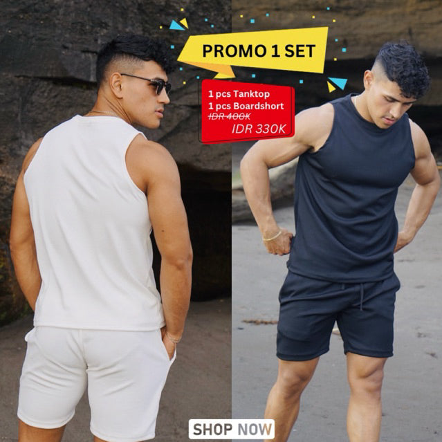 BEACHWELL Satu Set Pakaian Pria Tanktop dan Celana Boardshort - Jimbaran Series