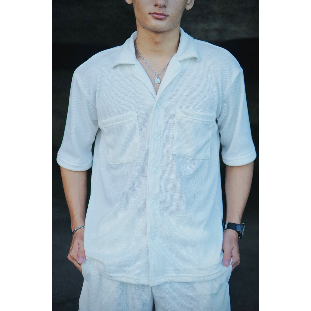 BEACHWELL Kemeja Pria Lengan Pendek - Waffle Series Putih dan All Varian