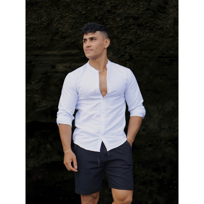 BEACHWELL Kemeja Pria Lengan Panjang Linen Rami - Fuji Shanghai