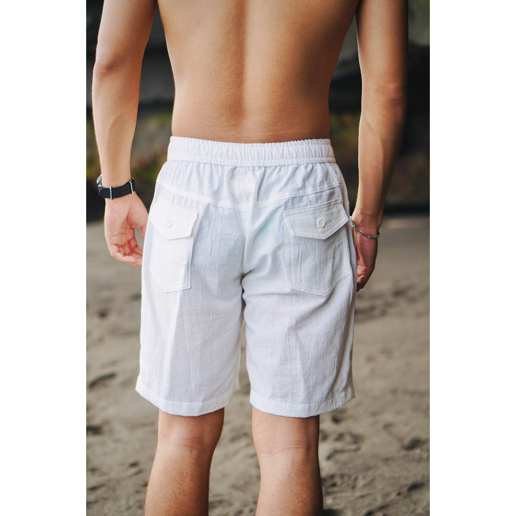 BEACHWELL Celana Pendek Pria Linen Katun Big Size - Sakala Series Putih dan All Varians