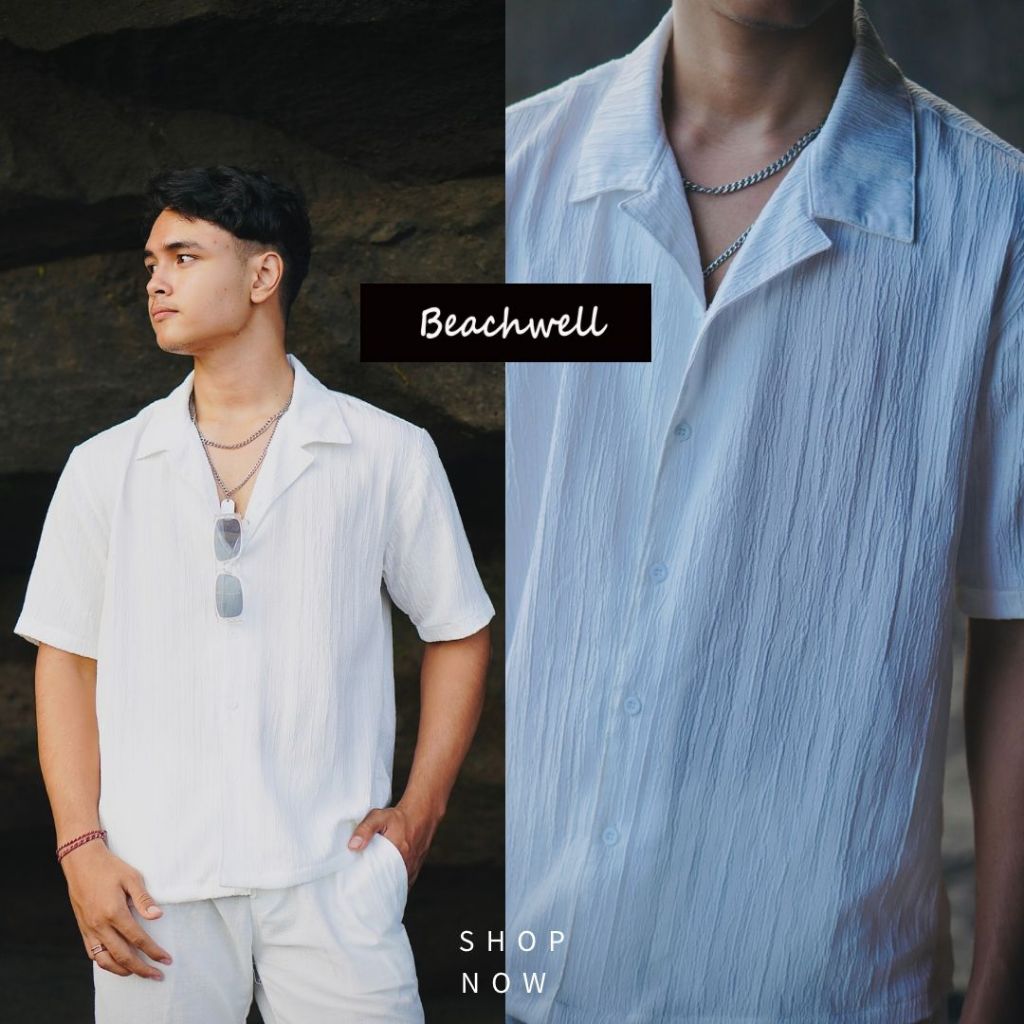 BEACHWELL Kemeja Pria Lengan Pendek - Baby Crush Series Putih All Varians