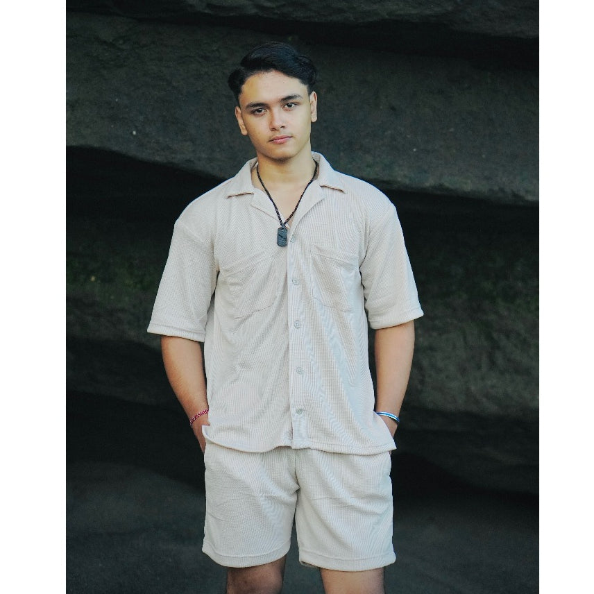 BEACHWELL SATU SET CELANA PENDEK & BAJU KEMEJA OVERSIZED - WAFFLE SERIES ALL VARIANS