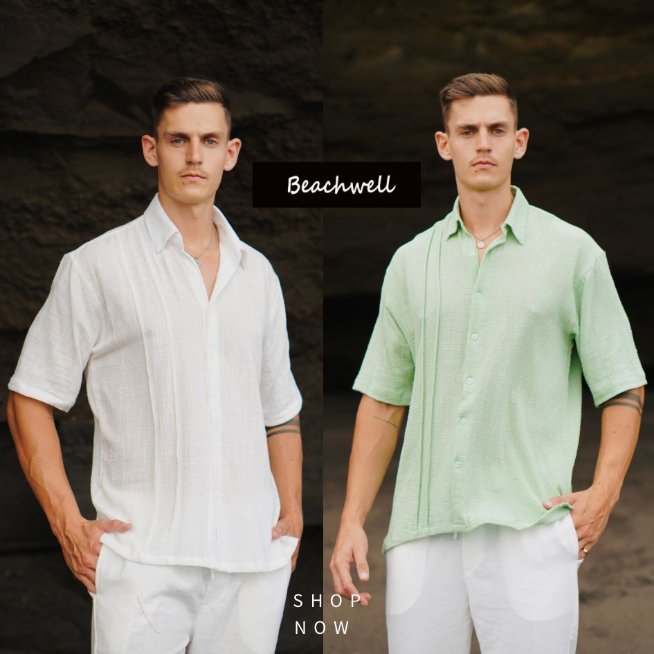 BEACHWELL Kemeja Pria Oversized Katun Lengan Pendek Resort wear Alba Series all varians