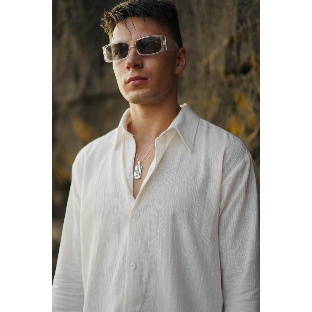 BEACHWELL Kemeja Pria Linen Krinkel Luca Series COD Kemeja Lengan Panjang Putih White All Varian