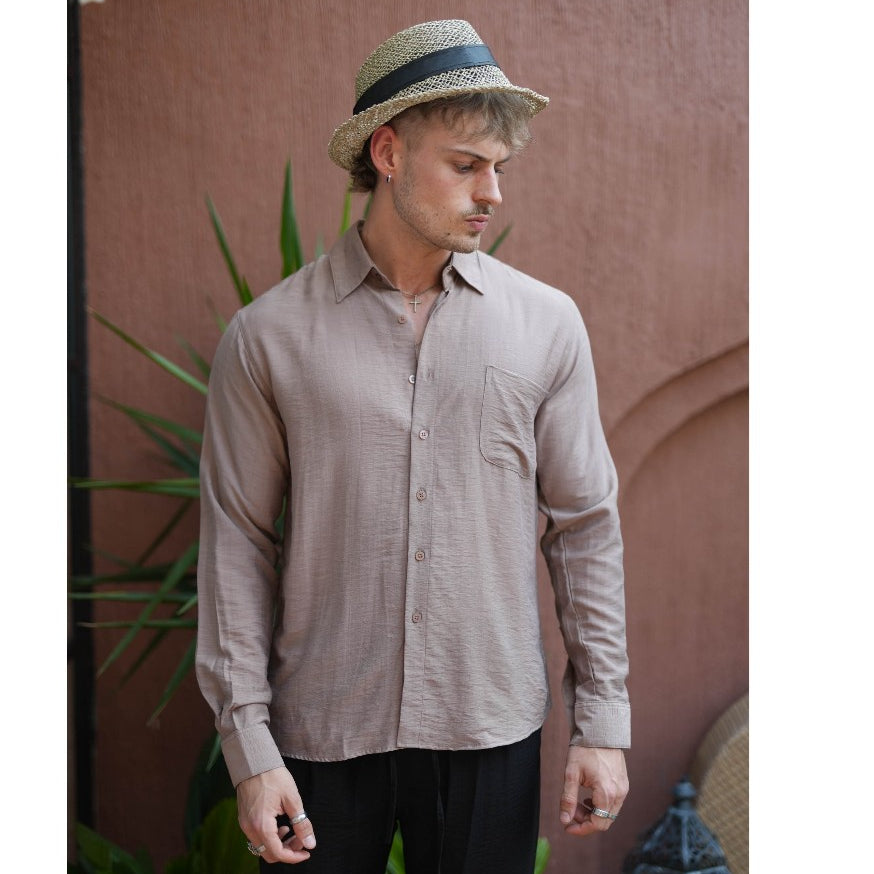 BEACHWELL Kemeja Pria Linen JODA Series COD Kemeja Linen Lengan Panjang Putih White All Varian