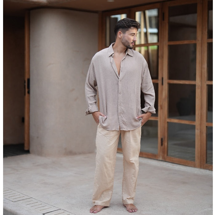 BEACHWELL Baju Kemeja Pria Lengan Panjang Rayon Crinkle - ALL VARIANS