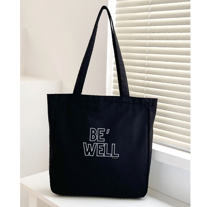 BEACHWELL Totebag Tas Kanvas Hitam Magnet Klik - Tas Totebag Pantai dan Tas Kuliah Pria Wanita
