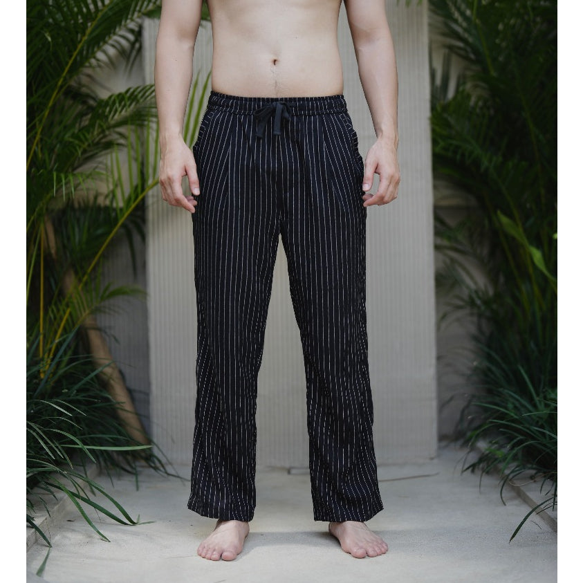 BEACHWELL Celana Panjang Pria Linen Stripes Garis Katun - Bozzaline Trouser Pants Series All Varians