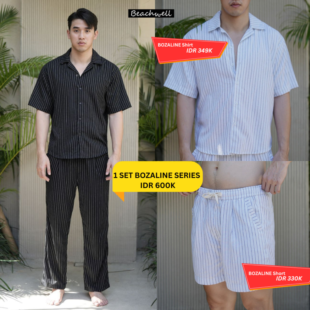 BEACHWELL SATU SET BOZALINE BAJU KEMEJA + CELANA PANJANG/CELANA PENDEK - BOZZALINE SERIES
