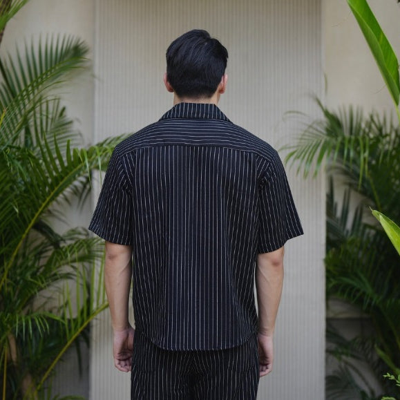 BEACHWELL Kemeja Pria Linen Garis Stripes Linen Katun Lengan Pendek - Bozzaline Series All Varian