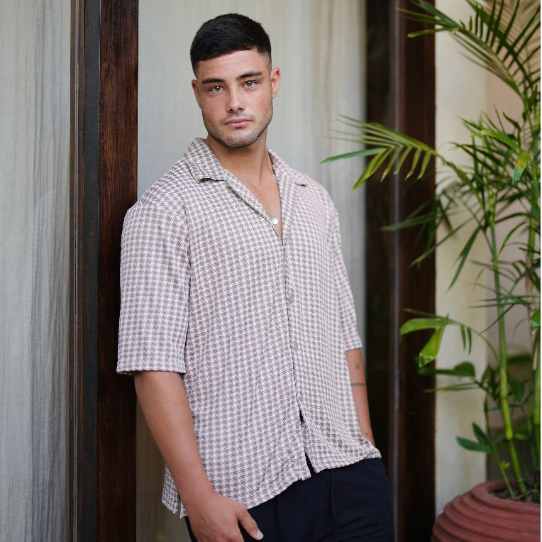 BEACHWELL Kemeja Pria Katun Knit Bahan Adem Elastis Lengan Pendek - Knit Dio Series All Varian