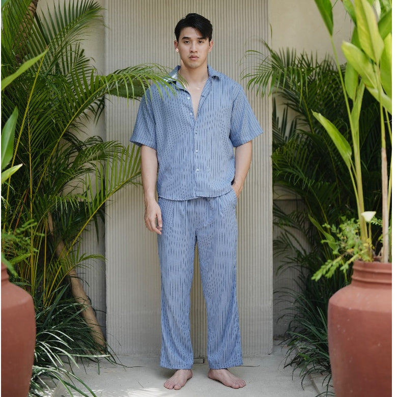 BEACHWELL Celana Panjang Pria Linen Stripes Garis Katun - Bozzaline Trouser Pants Series All Varians