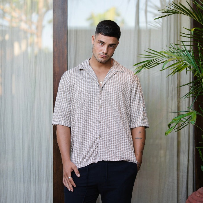 BEACHWELL Kemeja Pria Katun Knit Bahan Adem Elastis Lengan Pendek - Knit Dio Series All Varian