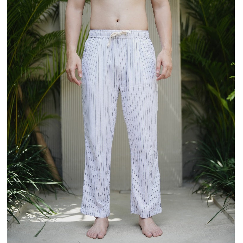 BEACHWELL Celana Panjang Pria Linen Stripes Garis Katun - Bozzaline Trouser Pants Series All Varians