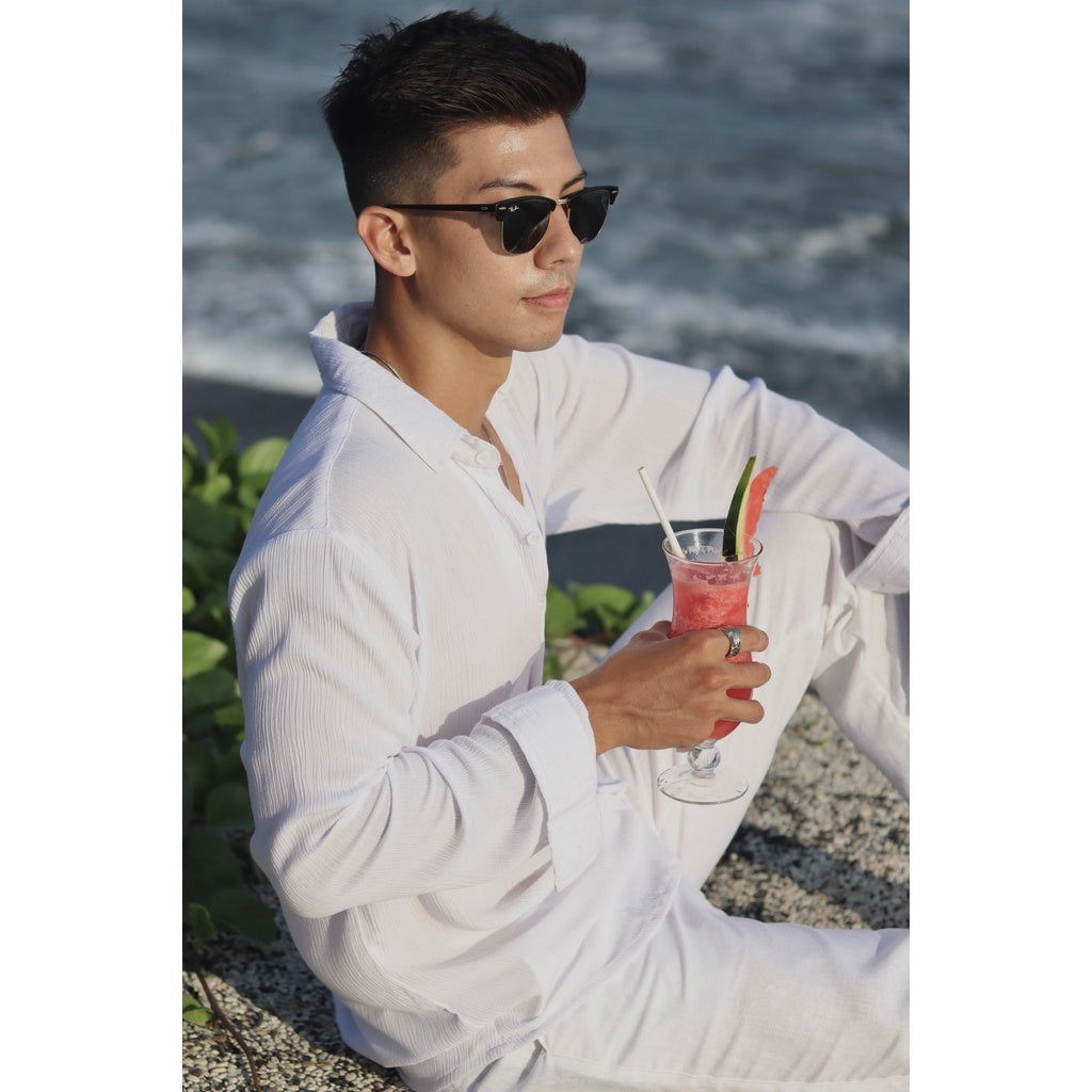 BEACHWELL Kemeja Pria Lengan Panjang Polos - Rayon Crinkle Series