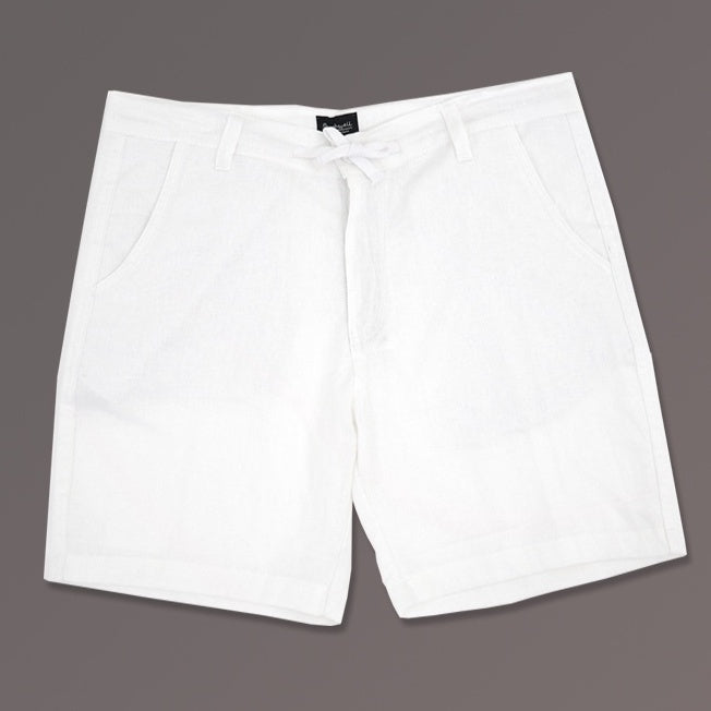 BEACHWELL Celana Pendek Pria Linen Rayon - White Putih