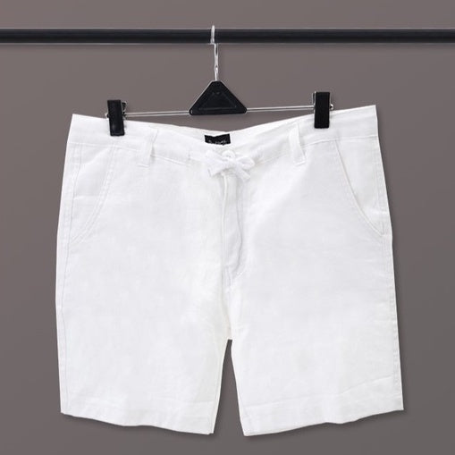 BEACHWELL Celana Pendek Pria Linen Rayon - White Putih