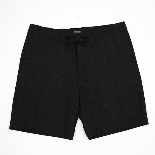 BEACHWELL Celana Pendek Pria Linen Rayon Polos - Hitam Black