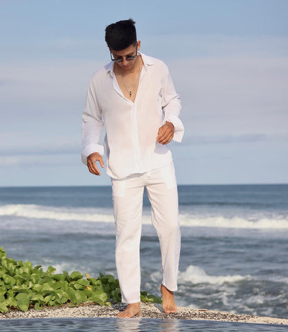 Rayon Crinkle Lengan Panjang - Putih