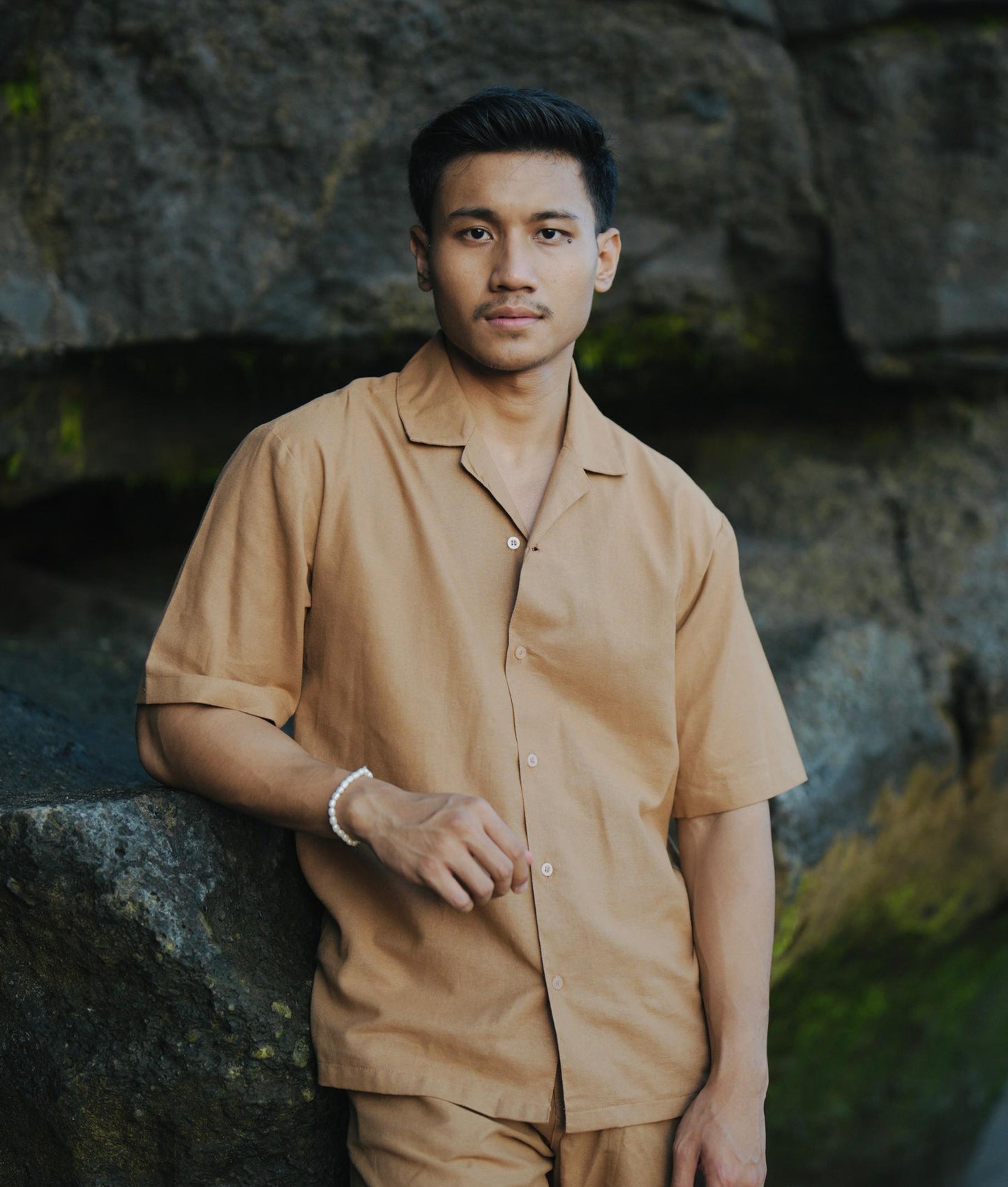 Kemeja Marco Linen Rami - Krem