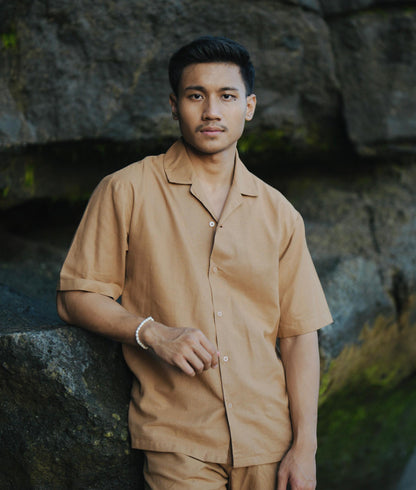 Kemeja Marco Linen Rami - Krem