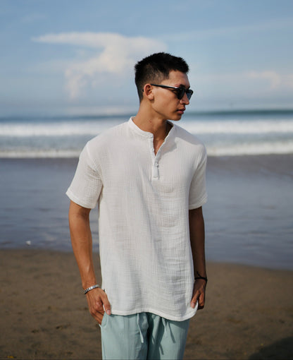 Cotton Mandarin Estilo Oversized Broken White,  Black, Blue Aqua, Blue Denim, Cream, Brown, Grey Stone