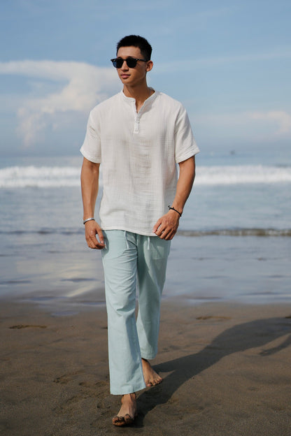 Cotton Mandarin Estilo Oversized Broken White,  Black, Blue Aqua, Blue Denim, Cream, Brown, Grey Stone