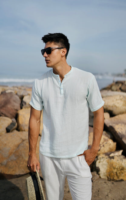 Cotton Mandarin Estilo Oversized Broken White,  Black, Blue Aqua, Blue Denim, Cream, Brown, Grey Stone