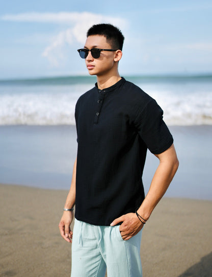 Cotton Mandarin Estilo Oversized Broken White,  Black, Blue Aqua, Blue Denim, Cream, Brown, Grey Stone