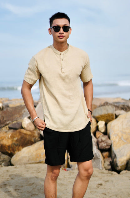 Cotton Mandarin Estilo Oversized Broken White,  Black, Blue Aqua, Blue Denim, Cream, Brown, Grey Stone