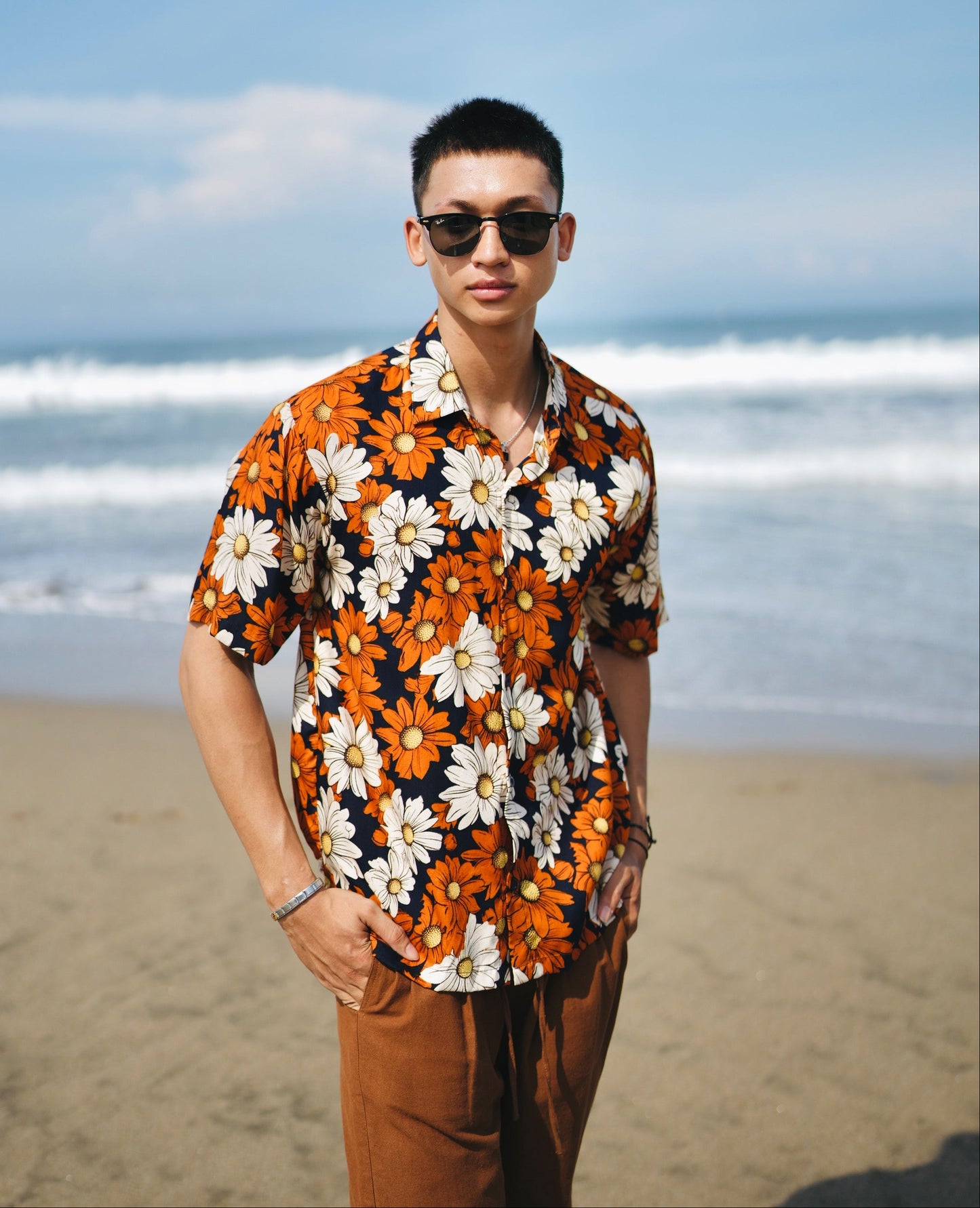 Rayon Hawaian Oversized Shirt Nara Flowers