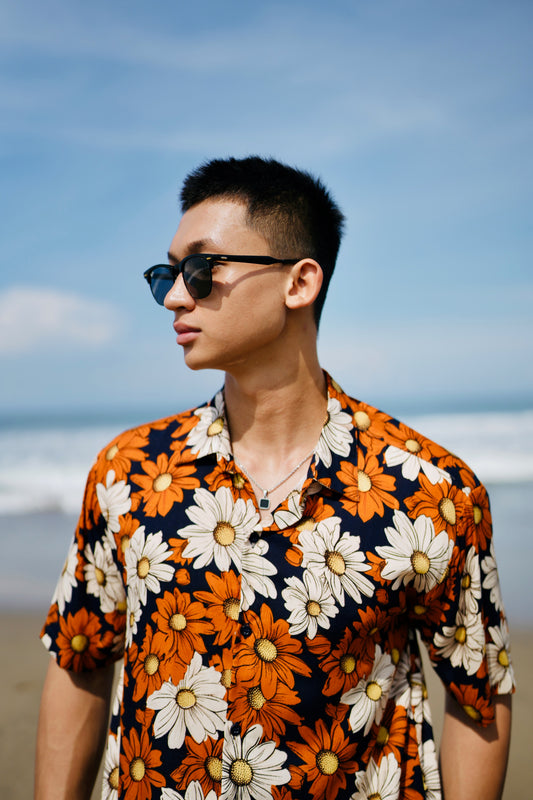 Rayon Hawaian Oversized Shirt Nara Flowers