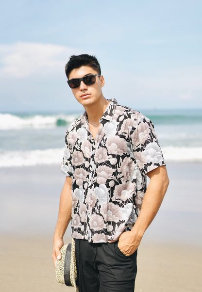 Rayon Hawaian Oversized Shirt TARO Flowers