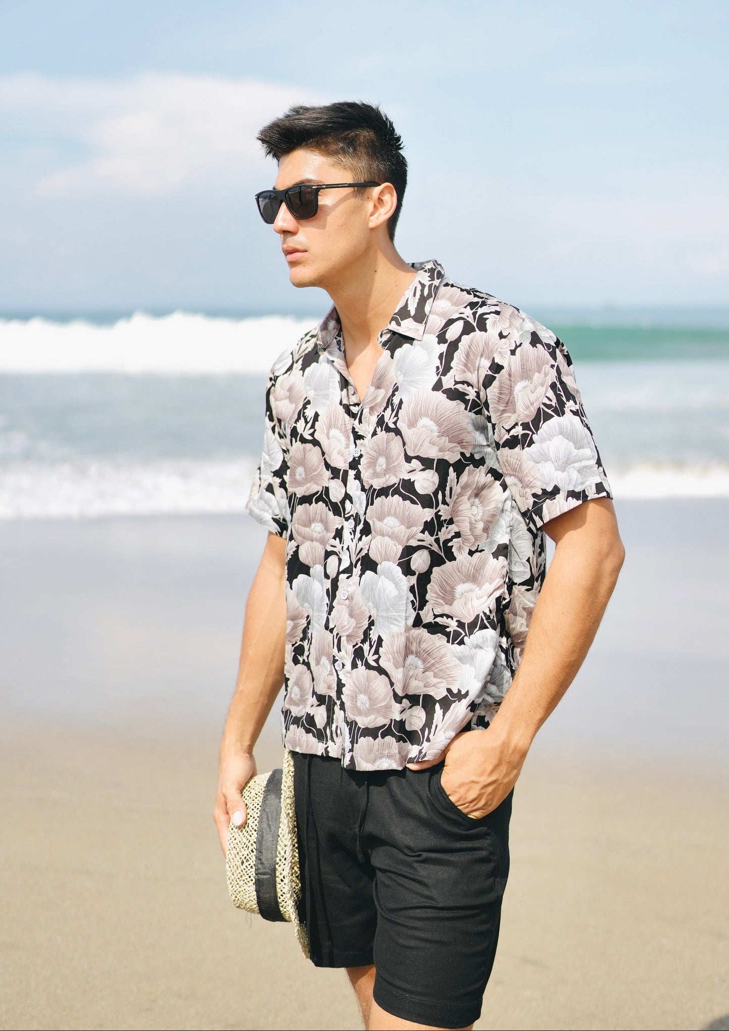 Rayon Hawaian Oversized Shirt TARO Flowers