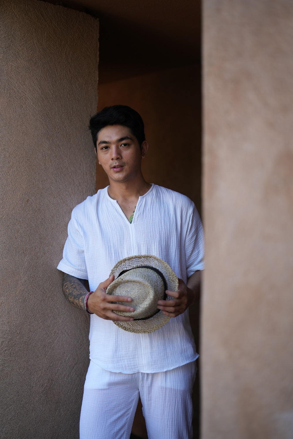 Rosaldo Cotton Viking Shirt - Black and White