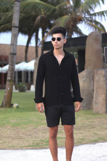 Rayon Crinkle Lengan Panjang - Putih