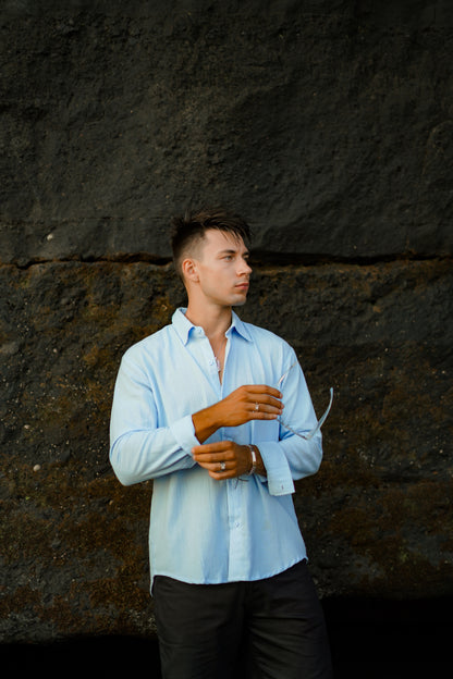 Luca Linen Crinkle Long Sleeve Shirt