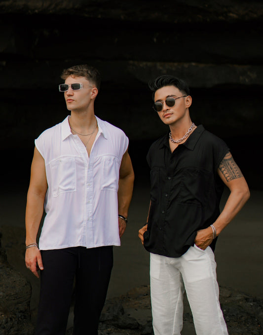Jhony Sleeveless Shirt Black & White