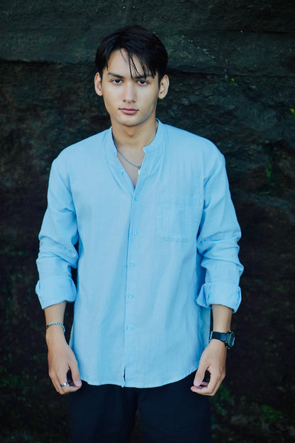 Kemeja Lengan Panjang Crinkle Linen Fidji - Putih Rusak